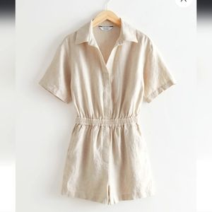 & Other Stories Collared Linen Romper